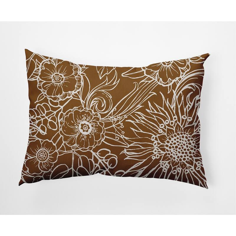 Zentangle Decorative Indoor/Outdoor Pillow - 14" x 20" - Brown