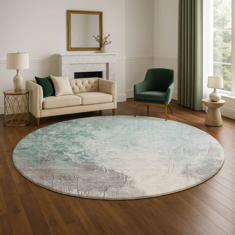 Premium Washable Super Soft Modern Contemporary Mayfield Rug - 8' x 8' - Seafoam