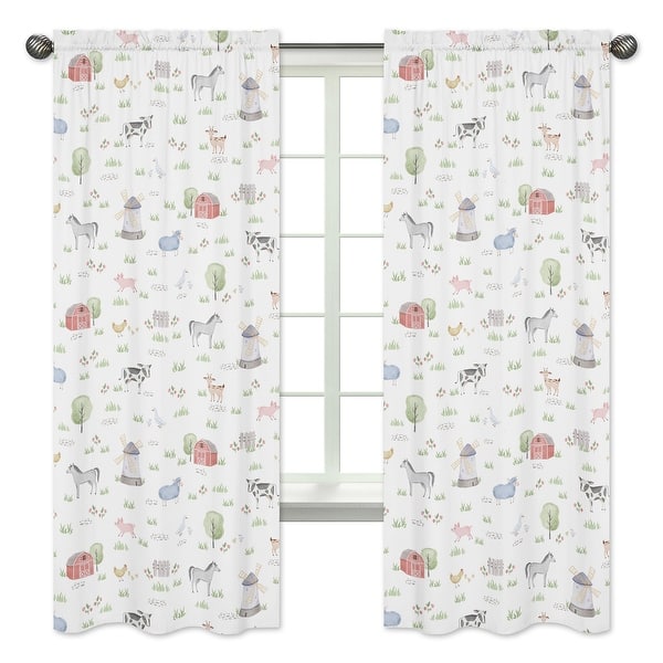slide 2 of 8, Farm Animals Collection 84-inch Window Treatment Curtain Panel Pair - Watercolor Farmhouse Horse Cow Sheep Pig