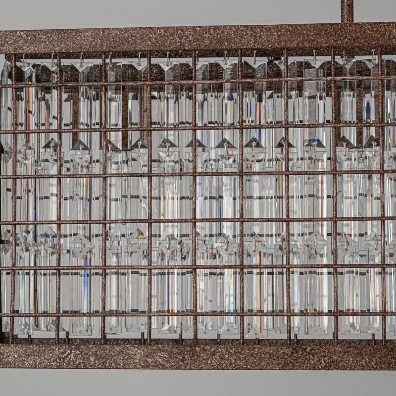 Farmhouse 4-Light Crystal Chandelier Rectangle Kitchen Island Pendant