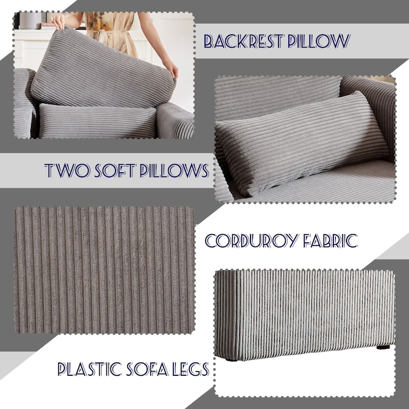GDFStudio - Emiliano Sofa Set in Premium Corduroy with Elegant Design and Superior Comfort