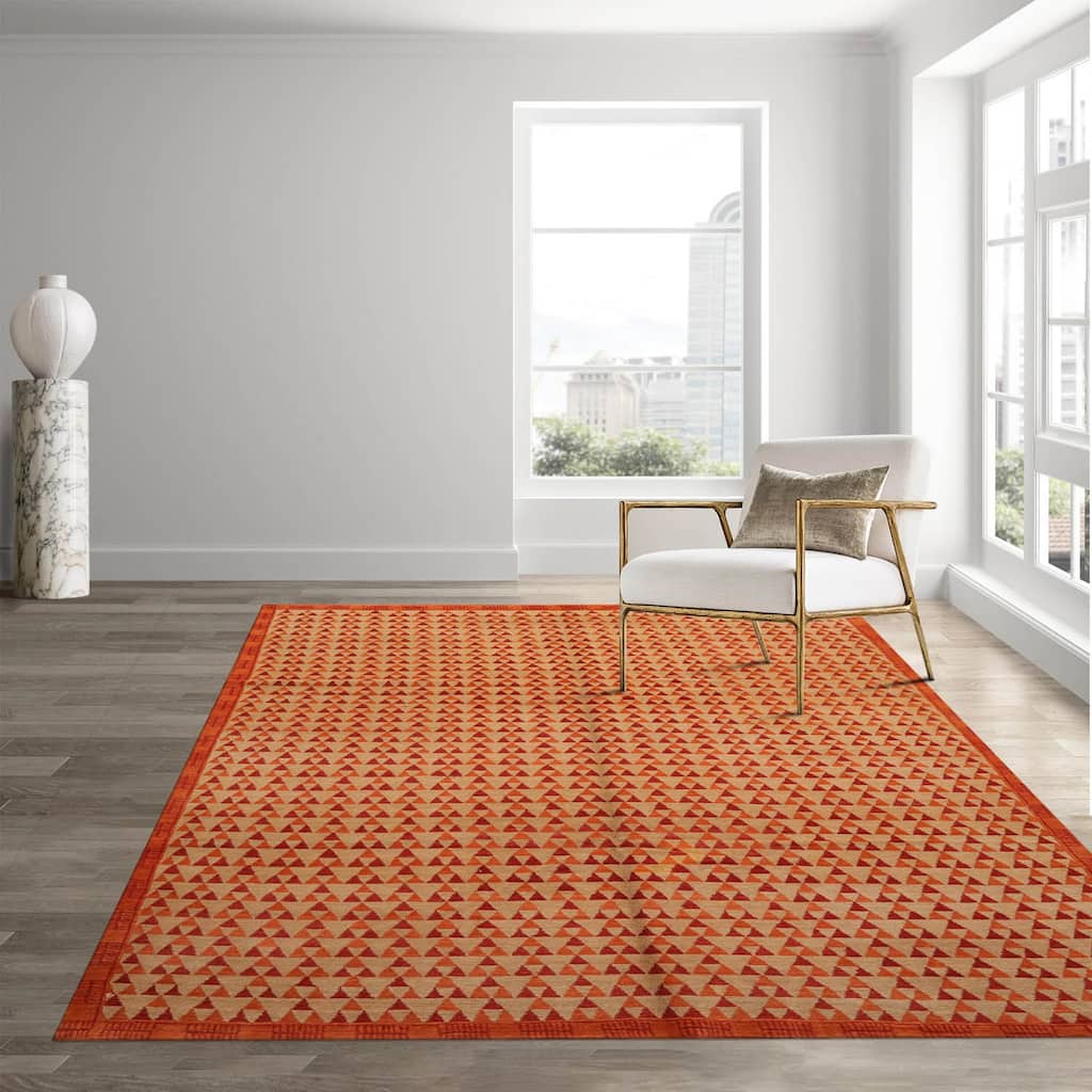 Hand Knotted Michaelian & Kohlberg Beige Tibetan Wool Modern Area Rug - 5' 10'' x 8' 11''
