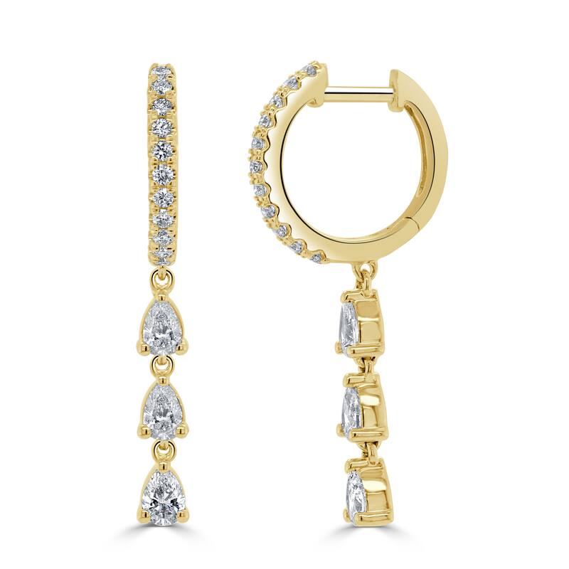 Joelle Collection Diamond Drop Earrings 14K Gold Pear Shape - Yellow