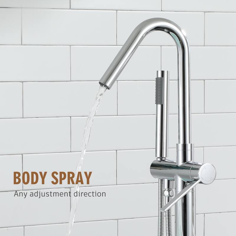 Chrome Freestanding Tub Filler Faucet with Handshower