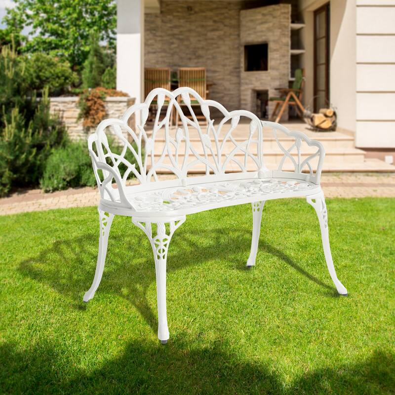 Cast aluminium bench for Living Room - White