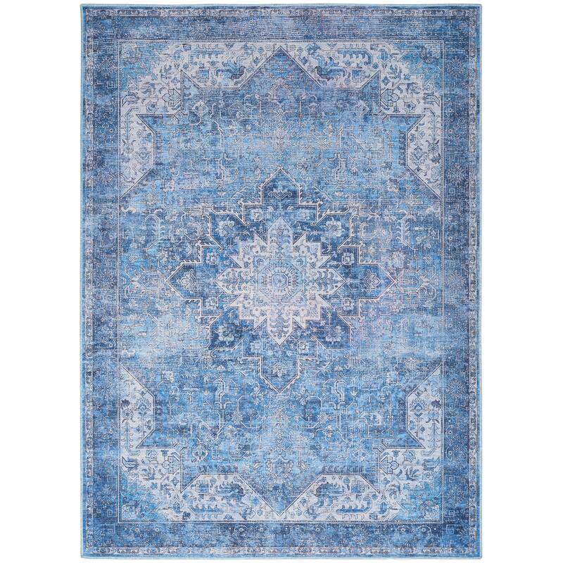 Nourison Washables Indoor only Persian Area Rug - Blue - 4' x 6' - Rectangle