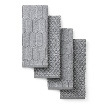 MARTHA STEWART Honeycomb Chambray Textured Kitchen Towel 4-Pack Set