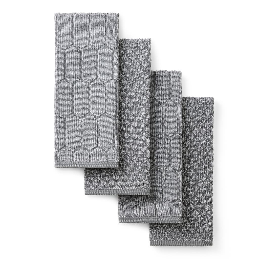 MARTHA STEWART Honeycomb Chambray Textured Kitchen Towel 4-Pack Set