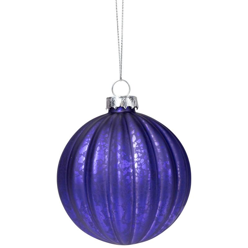 Multi Finish Ball and Onion Christmas Ornaments - 3.25" - Royal Blue and Purple - Set of 12