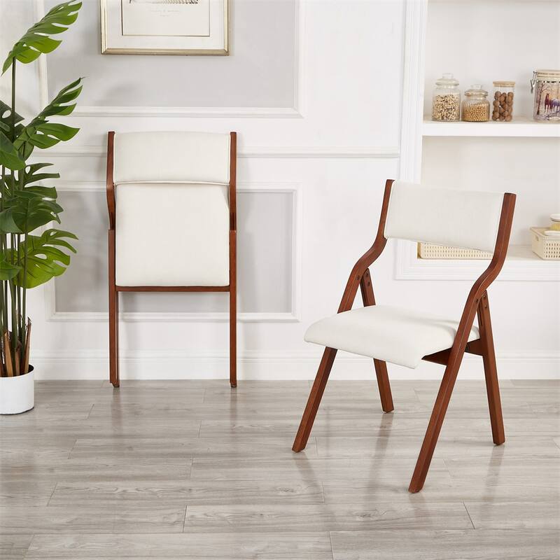 Upholstered Folding Dining Chair, Space Saving,Easy to Carry,2-Pack