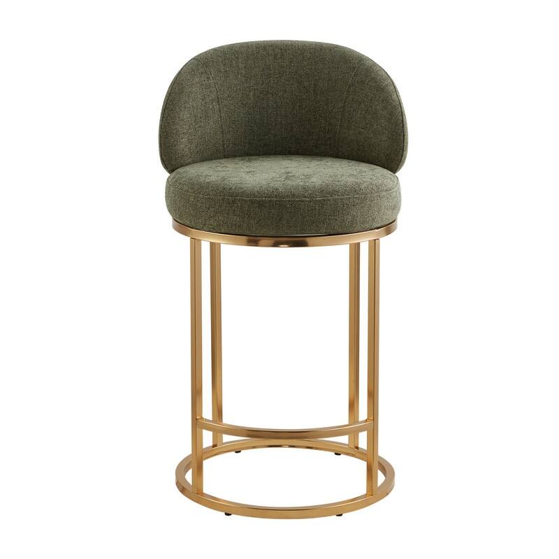 Spruce & Spring Chloe Upholstered Swivel Counter Bar Stool with Metal Frame and Arched Back