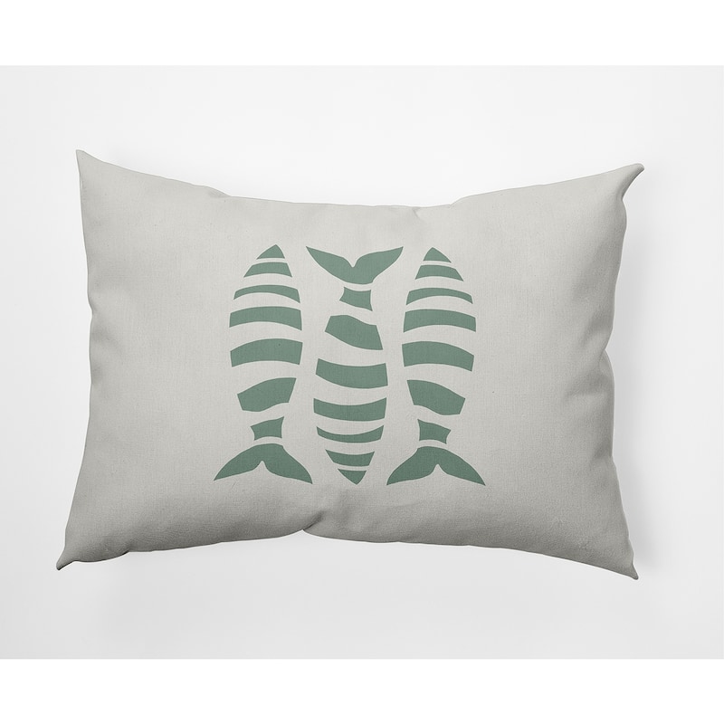 Puzzle Fish Nautical Decorative Indoor Pillow - Sage - 14" x 20"