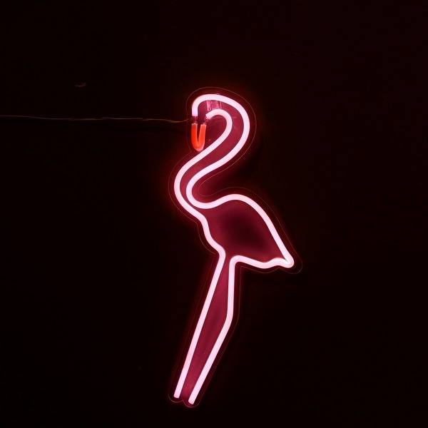 19" Pink and Red Flamingo Wall Mountain - N/A