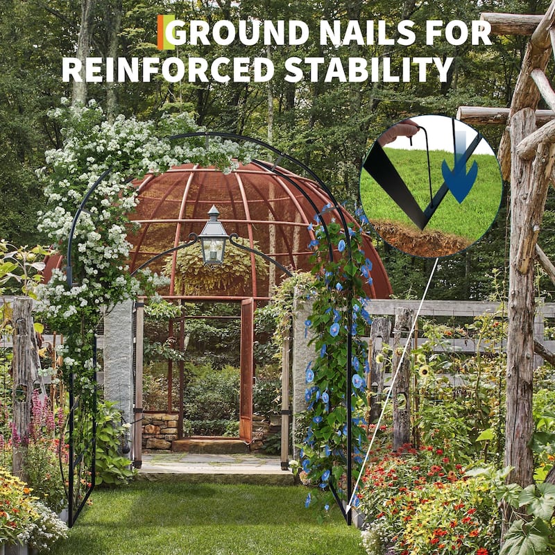 Metal Garden Arch, Outdoor Lawn Arbor with Stakes, Garden Arch Arbor Trellis for Climbing Plants, Wedding Archway Decor