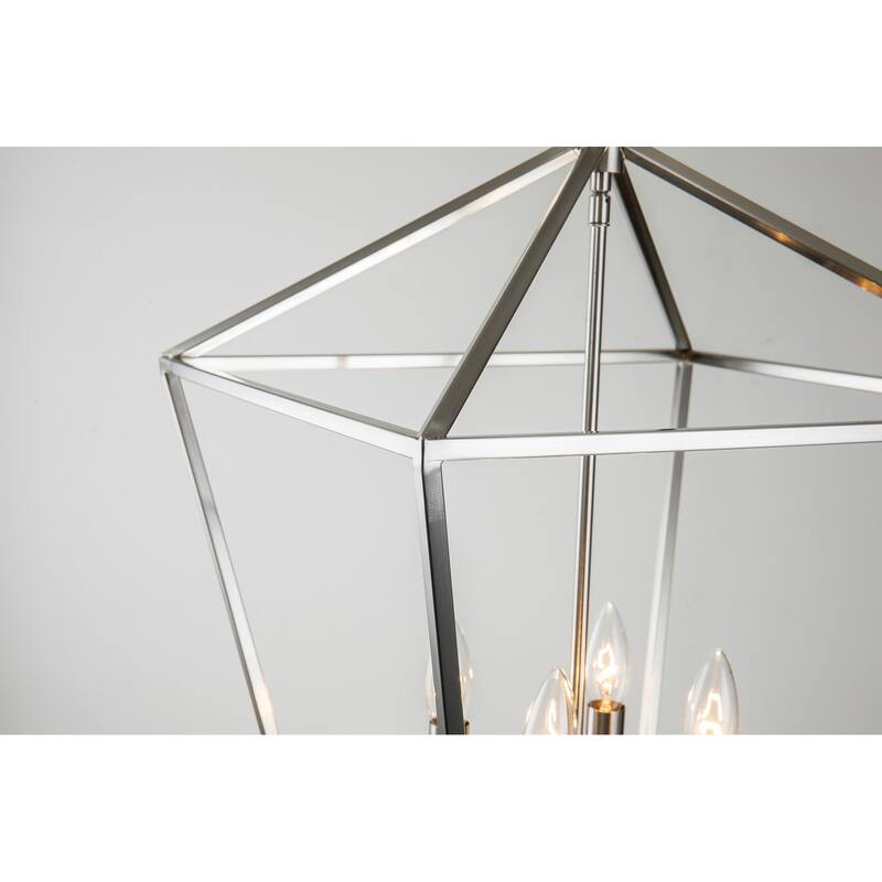 Brushed Nickel 4-Light Lantern Pendant 16 in with Sleeve - Brushed Nickel