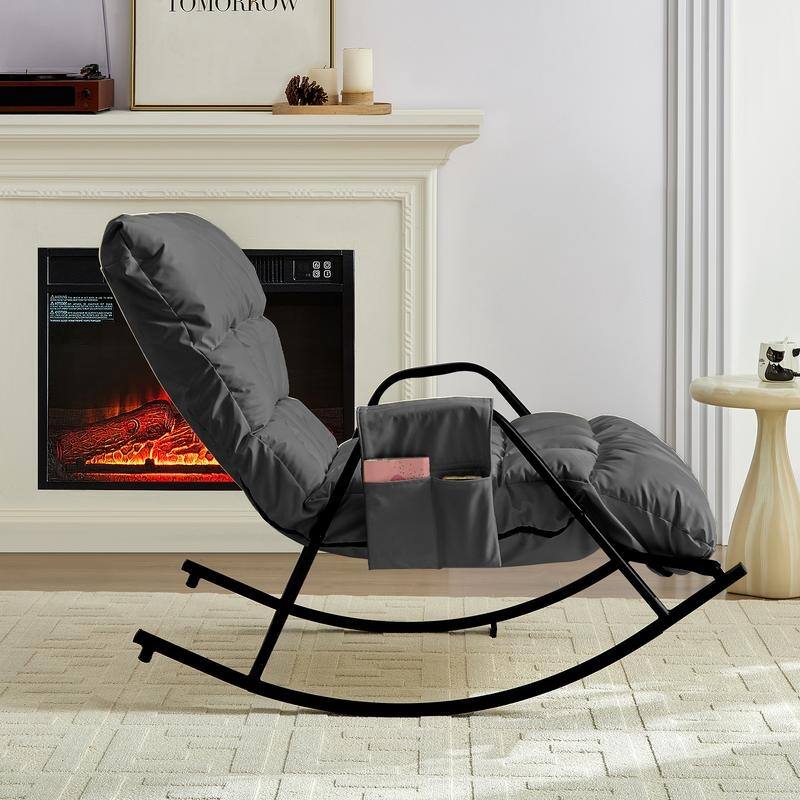 Mixoy Adjustable Widen Rocking Chair,Modern Lounge Nursery with Iron Frame