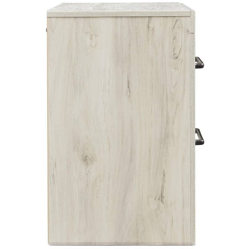 Transitional Wooden Two Drawer Setup Nightstand with Bar Handles, White