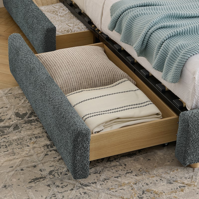 Queen Size Upholstered Bed Frame with Tall Headboard