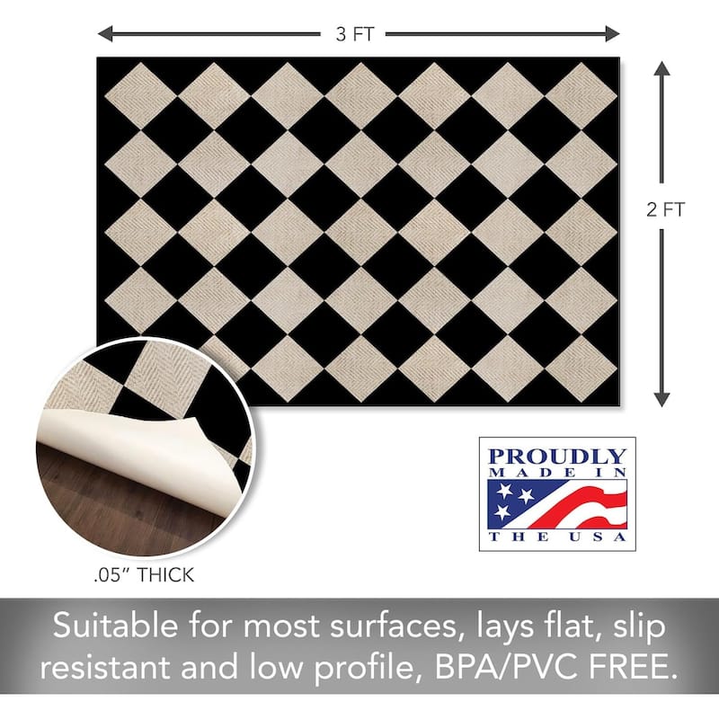 Diamonds Neutral Stripes Design Deco-Floormat, Waterproof, Low Profile, Eco-Friendly Non Slip, Made in The USA (3' x 2')