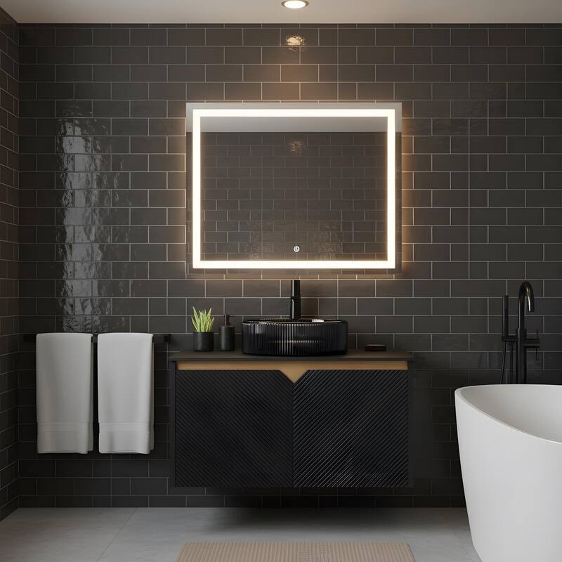 Wall-mounted Bathroom Vanity with Round Glass Basin