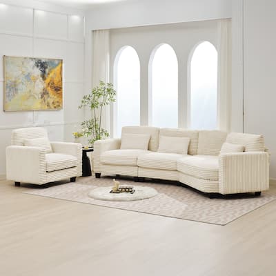 Multi-seat Corduroy Sofa Set, Including a Single Sofa