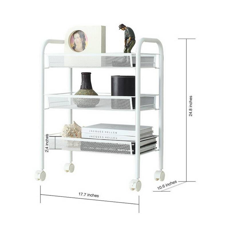 3/4/5 Tier Storage Trolley Rolling Island Kitchen Cart with Hooks