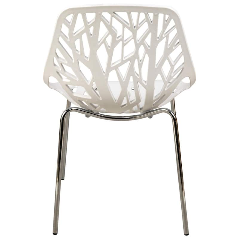 Asbury Stackable Dining Chair with Chrome Legs Side Chair with Modern Cut-Out Design Backrest