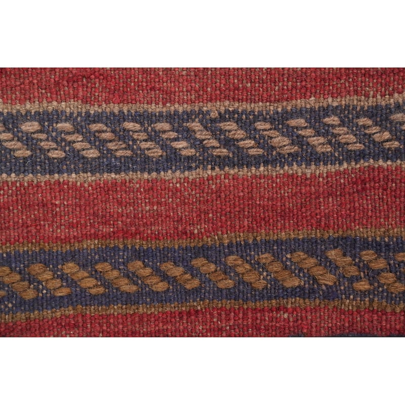 Hand Knotted Oriental 100% Wool Carpet Traditional Tribal Red Balouch Runner Rug - 7' 10'' X 2' 0''