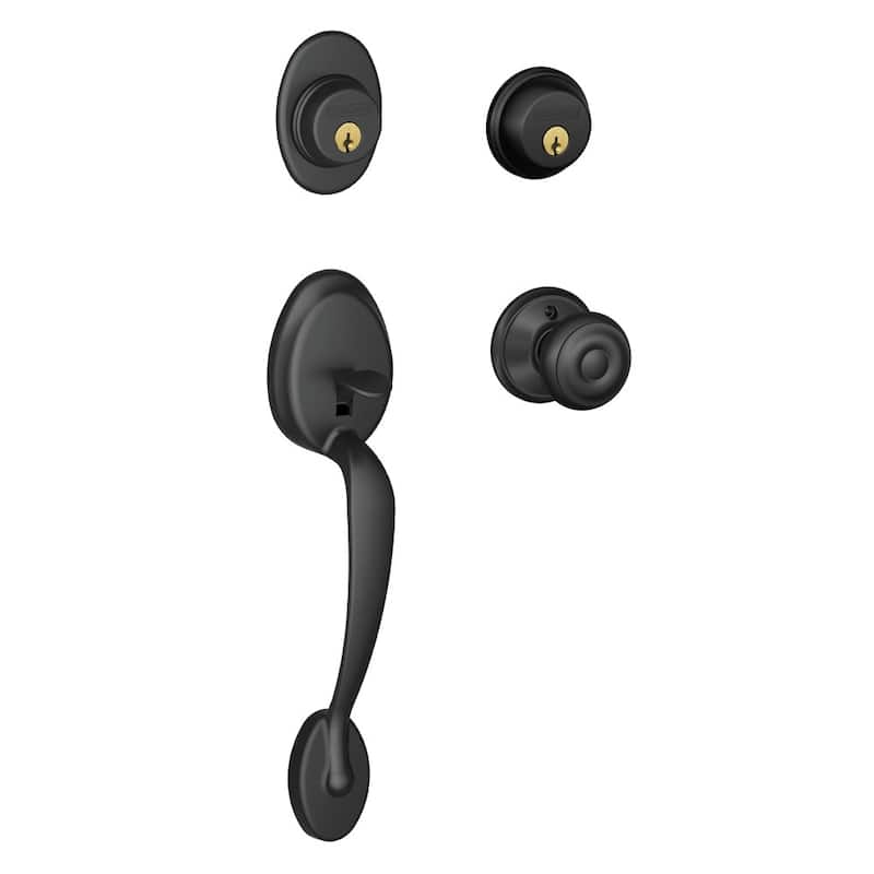 Schlage Plymouth Double Cylinder Handleset with Georgian Interior Knob