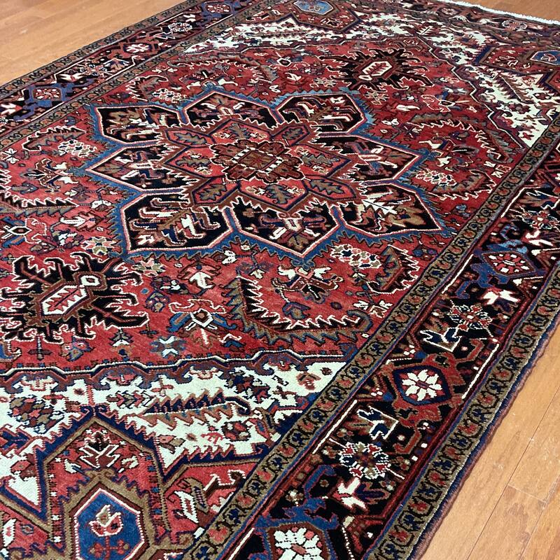 HERAT ORIENTAL Handmade Fine Persian Heriz Wool Rug - 7'2" x 10'9"