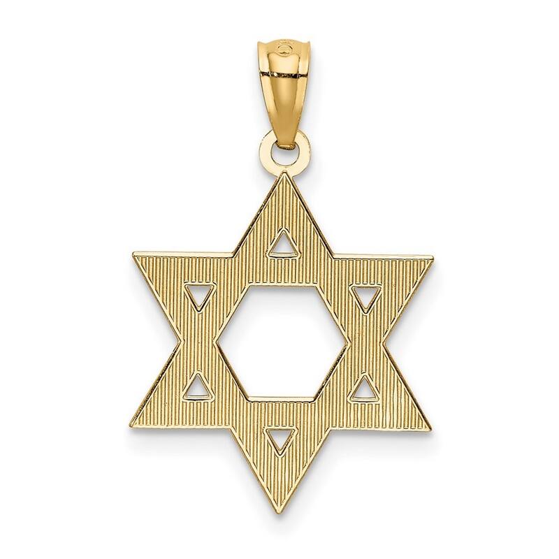 Curata 14k Yellow Gold 20.6x15.9mm Diamond-Cut Judaica Star Of David Necklace