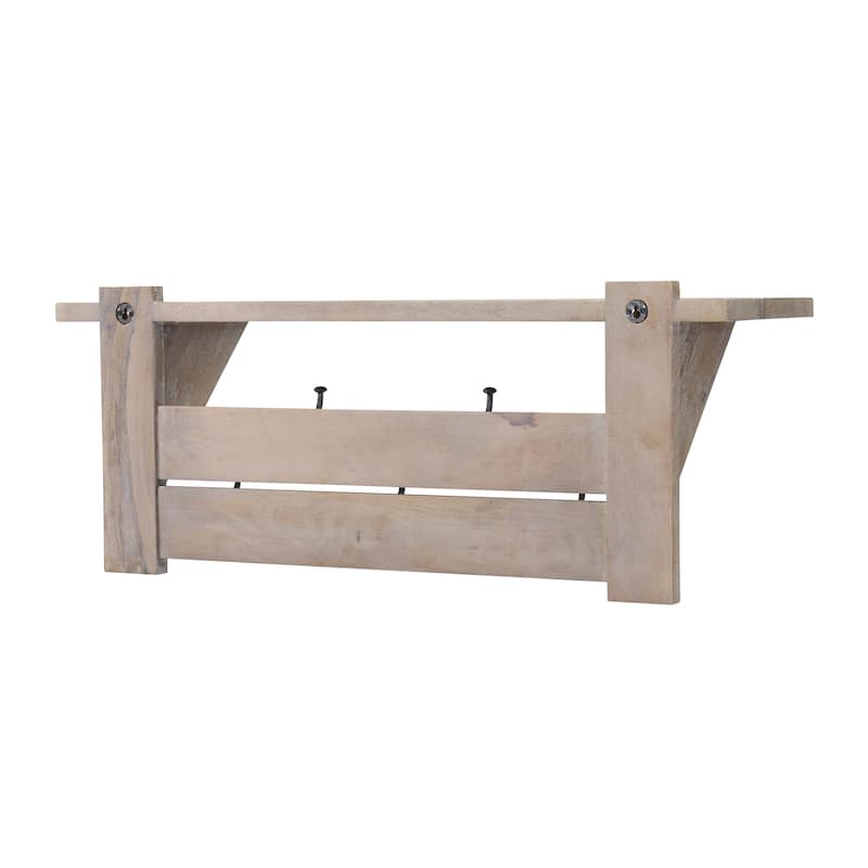Castleton Mango Wood 40"W Bench and Coat Hook with Shelf