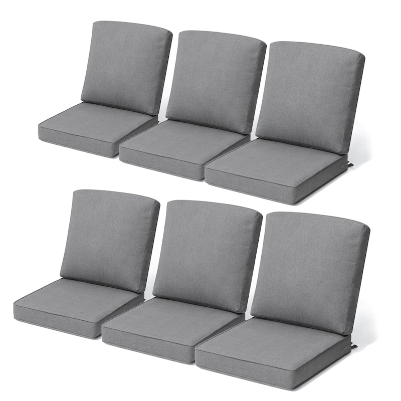 22''D x 21''W x 3.5''T Patio Fabric Outdoor Seat Cushions Set (Seat & Back) - 6PC - LightGrey
