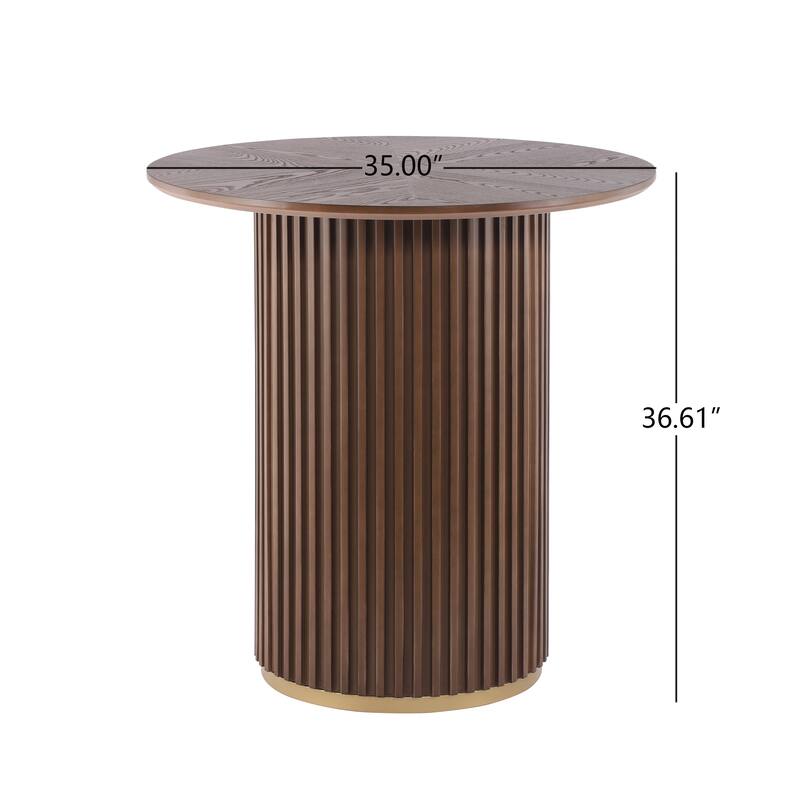 Christopher Knight Home - Barrington Modern 36.61"H Round Counter Height Dining Table with Fluted Cylindrical Iron Base