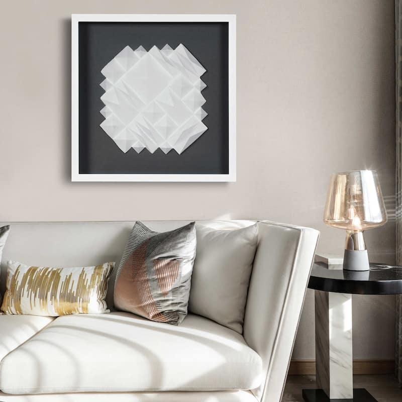 HUJI White Ridges Shadow Box Wall Decor - Style 1