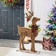 preview thumbnail 2 of 7, Glitzhome 36"H Chunky Wood Reindeer Porch Decor