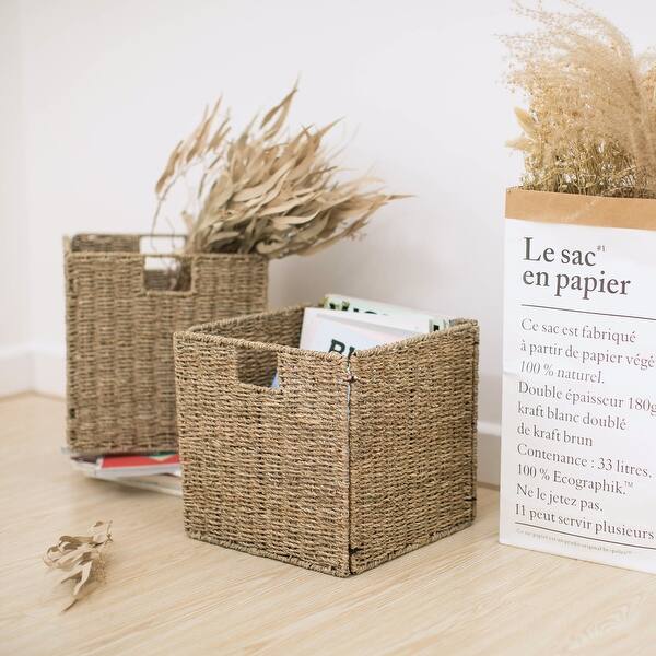 Shop Storageworks Seagrass Storage Woven Basket Iron Wire Frame