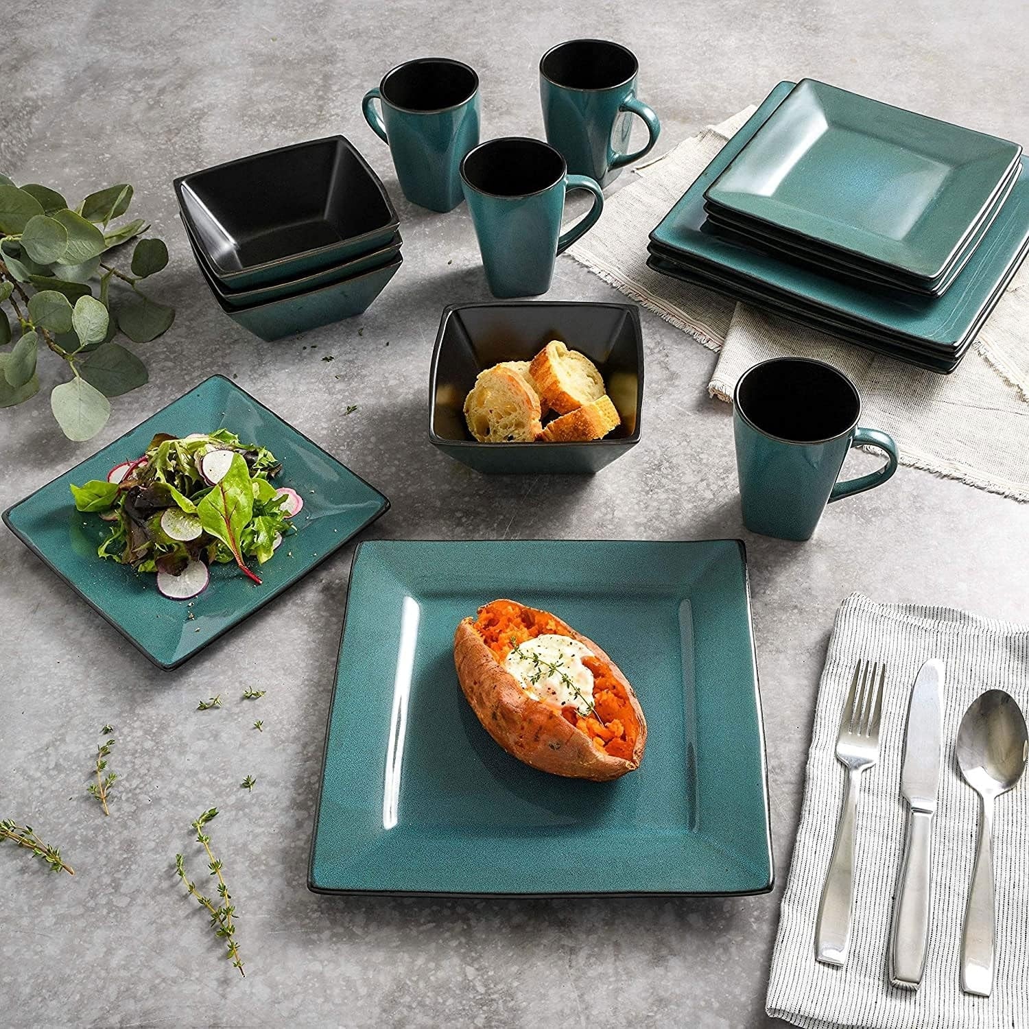 Gibson Elite Kiesling Square 16-piece Dinnerware Set On Sale