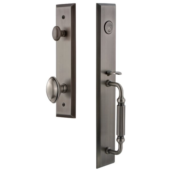 Grandeur FAVFGREDN_ESETD_NA Fifth Avenue Solid Brass Rose Dummy Full Plate "F" Grip Handleset with Eden Prairie Knob
