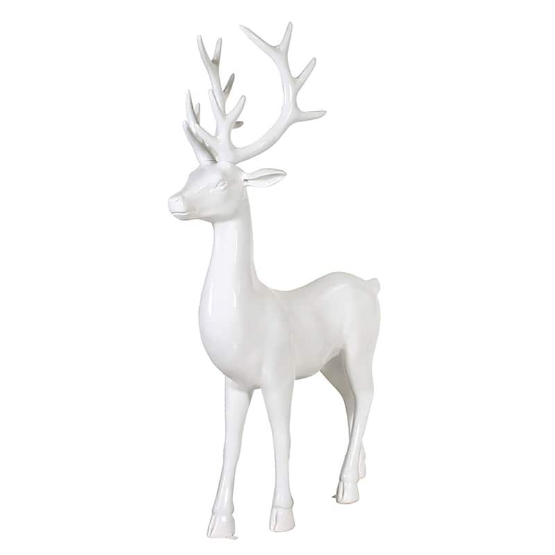 Standing Reindeer Fiberglass Commercial Outdoor Christmas Decoration - 70" - White