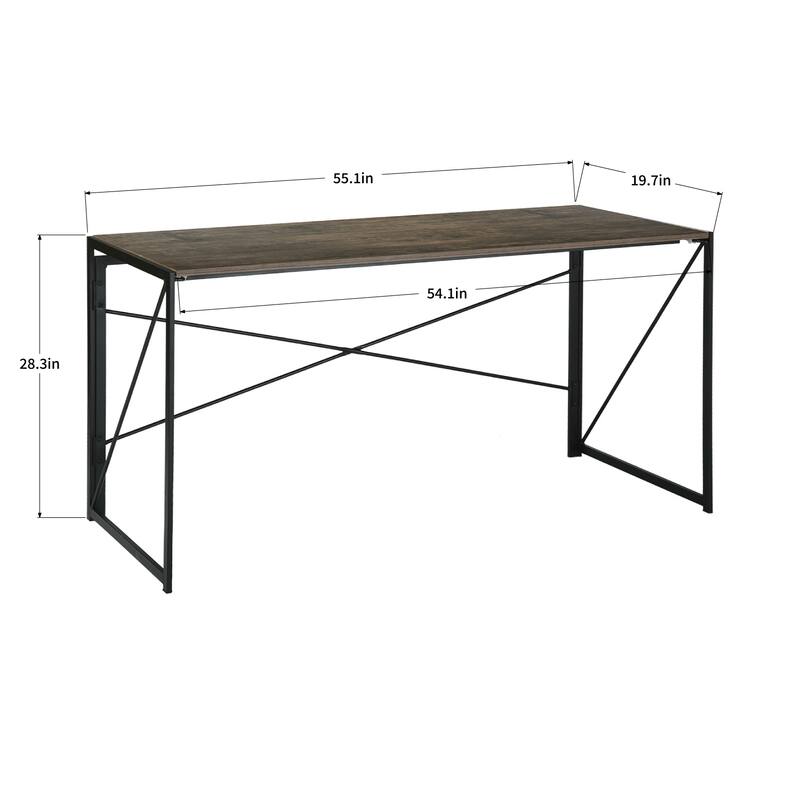Homylin Folding Writing Desk with Metal Frame, Space-Saving Computer Table, No Assembly Required