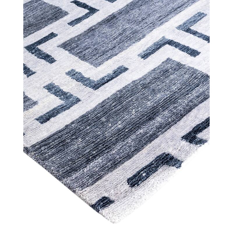 Modern One-of-a-Kind Hand-Knotted Area Rug, Blue - 9' 0" x 11' 10"