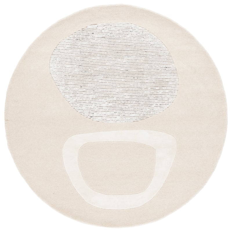 SAFAVIEH Handmade Fifth Avenue Galija Mid-Century Modern New Zealand - 6' x 6' Round - Ivory/Grey - Round