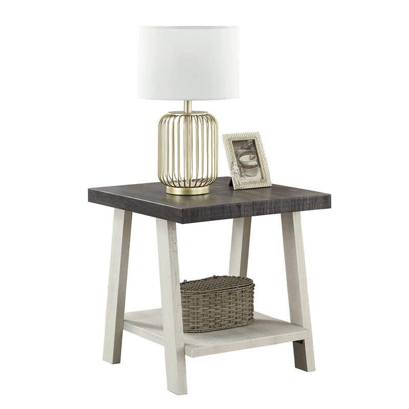 Contemporary Simple Two-Tone Wood Shelf End Table