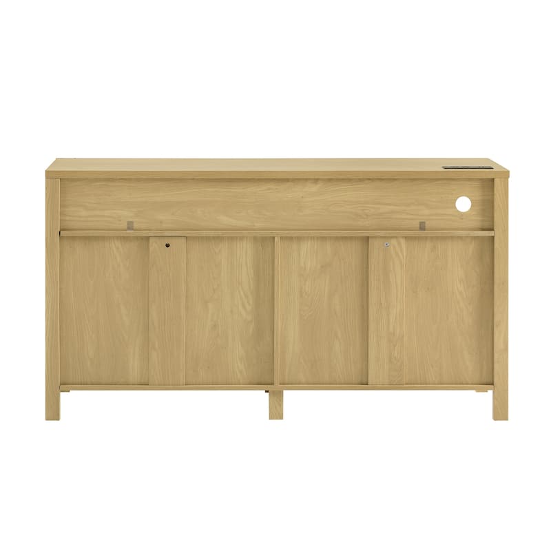 59" Modern 4 Doors Sideboard Buffet with Power Outlets and Adjustable Shelves