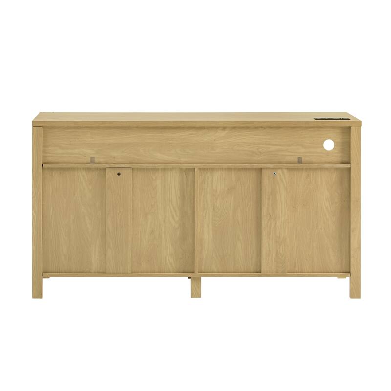 Farmhouse 4-Door Buffet Cabinet with Power Outlets, USB Ports & Adjustable Shelves by Harper&Bright Designs