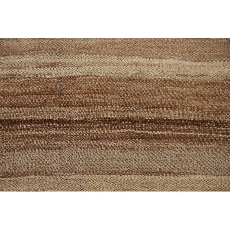 Earth Tone Kilim Modern Rug Hand-woven Reversible Wool Carpet - 4'4"x 5'9"