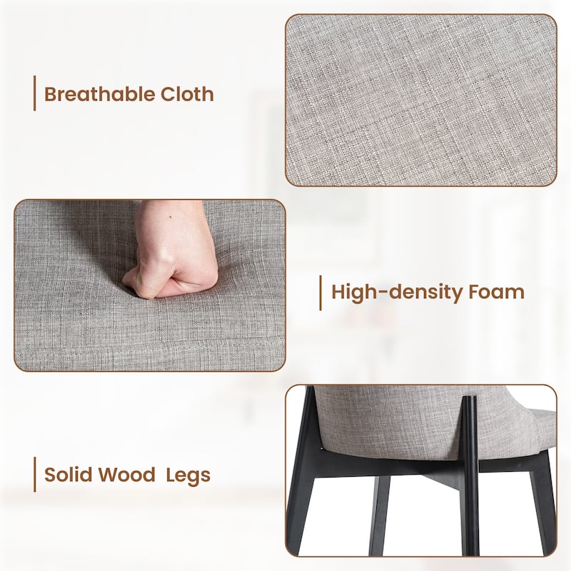 Upholstered Side Chair Dining Chairs Kitchen Chairs with Wood Legs Set of 2