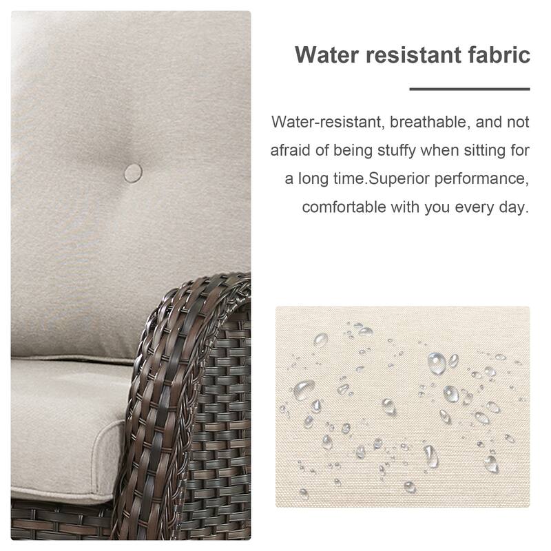 ArcoBay Wicker PE Rattan Outdoor Patio Swivel Glider Chairs with 4'' Olefin Cushions (2-Pack)