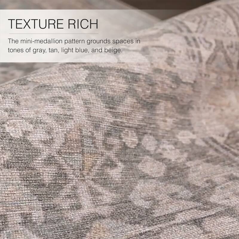 Oakley Machine Washable Medallion Area Rug